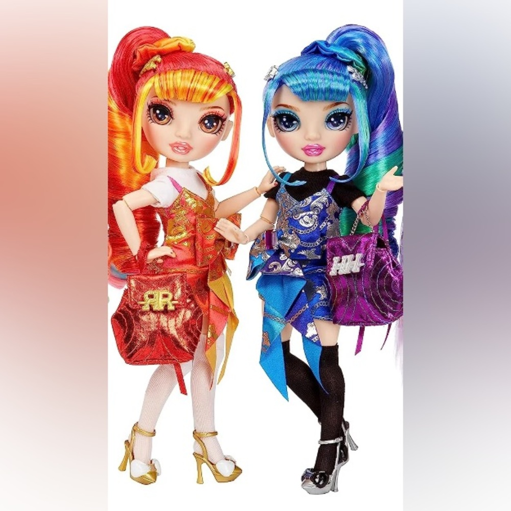 2 Rainbow Fashion Dolls - Red and Blue⚡️